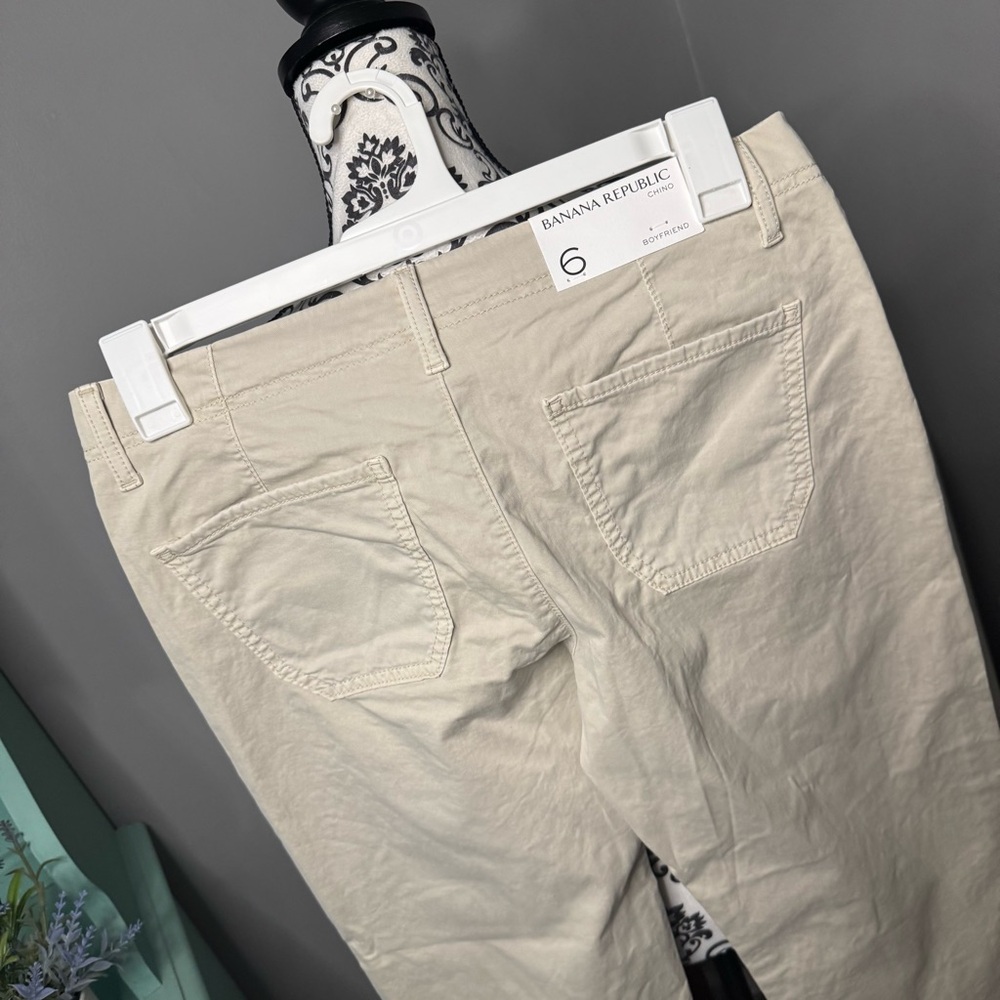 Banana Republic Boyfriend Rolled Cuff Chino Pant Size 6 NWT Cream Khaki - Picture 5 of 11